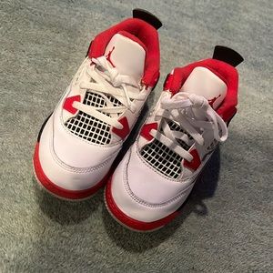 Toddler red and white jordan 4